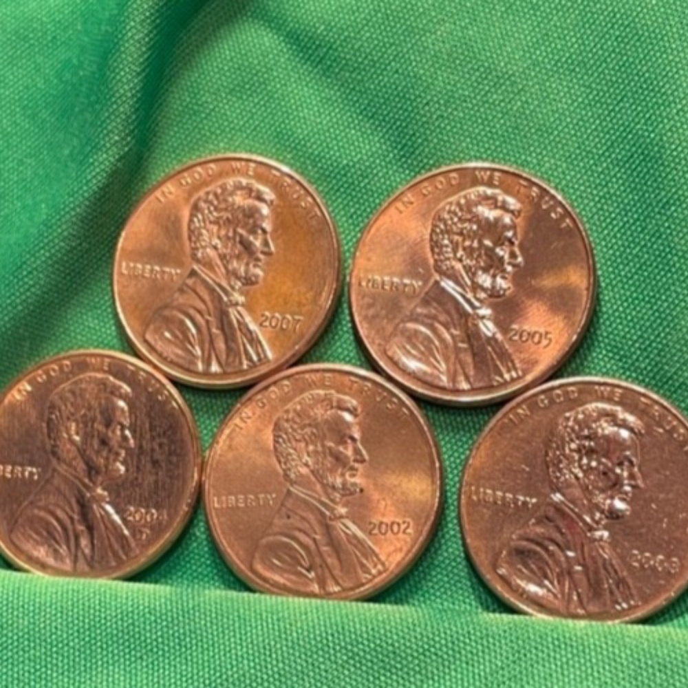 Lincoln Pennies 2002-2004-2005-2007-2008 #206036315188